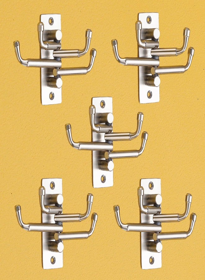 iSTAR Flexible 4 Pin Stainless Steel Hooks Bathroom Cloth Hanger Wall Hook Door Robe Hooks for Hanging Keys,Clothes,Towel Steel Hook (Pack of 5) - Image 1